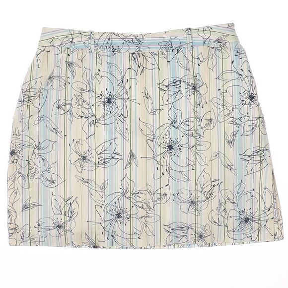 Tehama Skort Skirt Size 8 Womens Floral White Blue Zip Pocket Stretch 29x16.5 - Picture 1 of 9